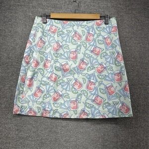 Vineyard Vines Skirt Women Size 6 Blue Green Pink Cocktail Print Summer